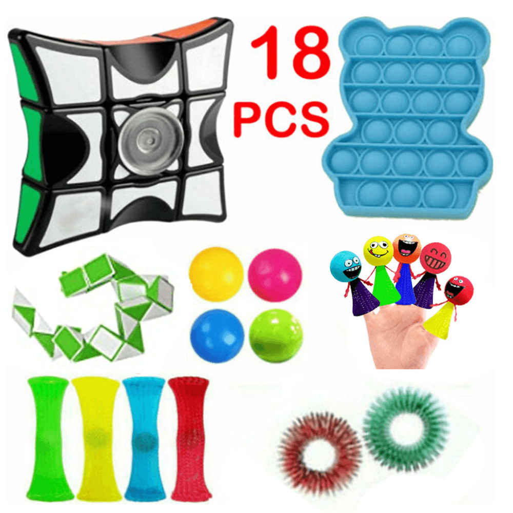 DIY Fidget Toys Set Squeeze Dice Drawstring Magic Cube Stress Relief and Anti-Anxiety Toys for Kids and Adults