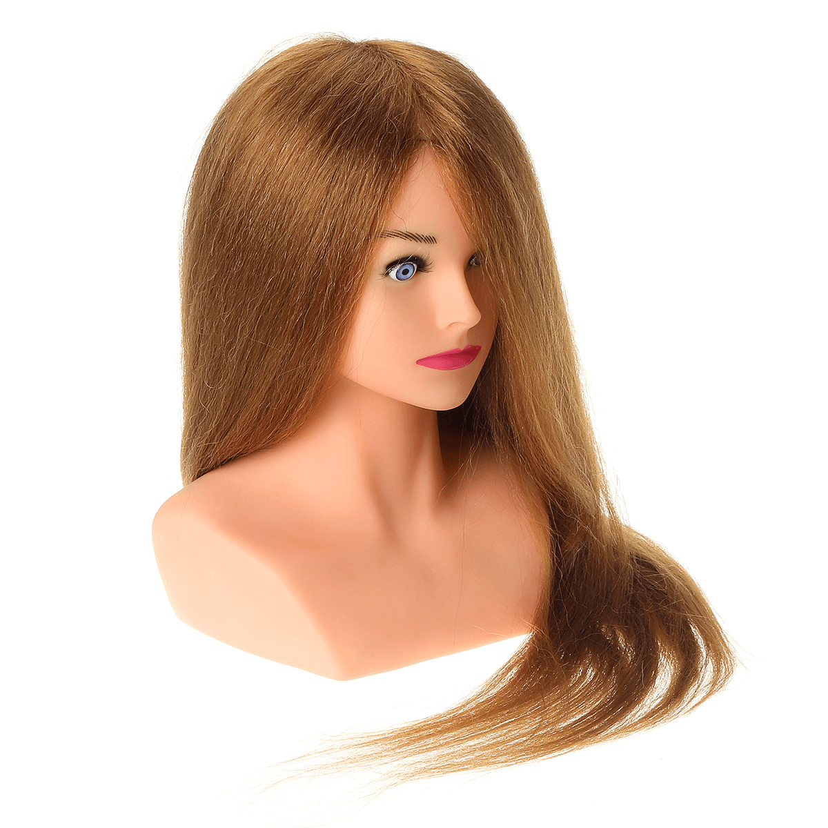 24" 100% Real Human Hair Mannequin Head Hairdressing Training Head Hair Extensions