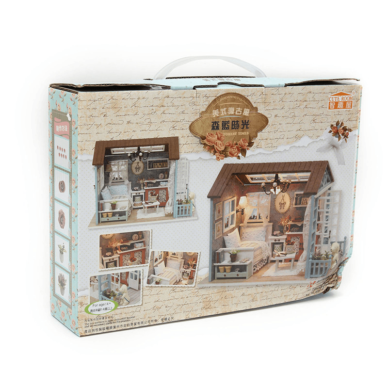 Cuteroom Forest Times Kits Holz Puppenhaus Miniatur DIY Haus Handwerk Spielzeug Idee Geschenk Happy Times