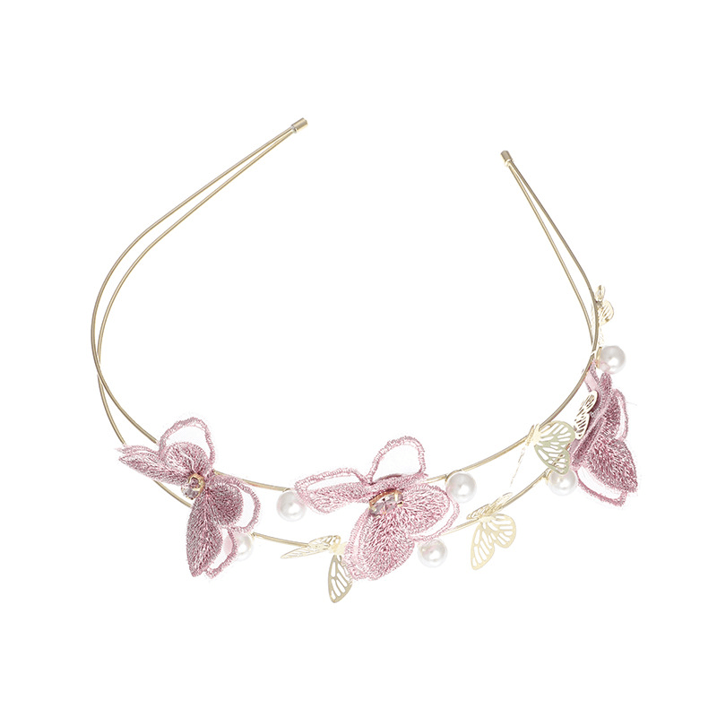 Diadema de mariposa púrpura romántica con bordado hecho a mano, accesorios para el cabello