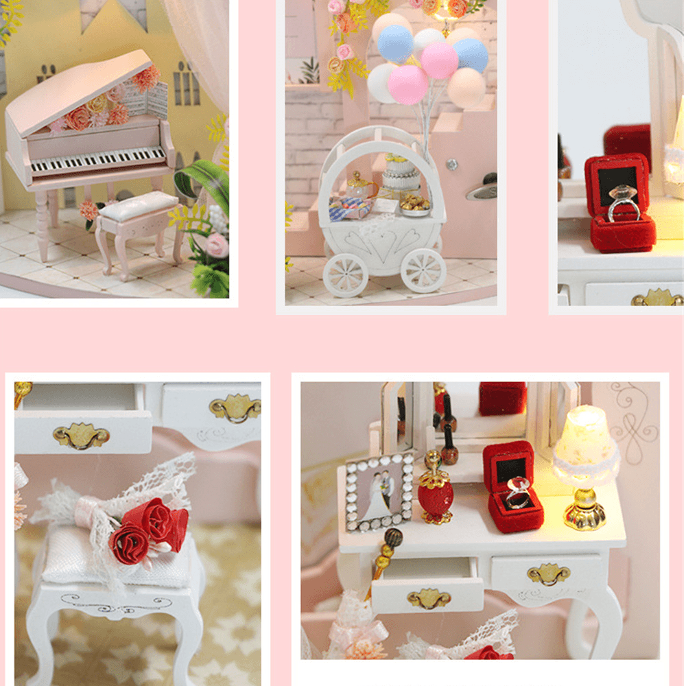 Homeda DIY Doll House Creative Valentine'S Day Birthday Gift Wedding Engagement Scene Bridal Shop Model with Furniture