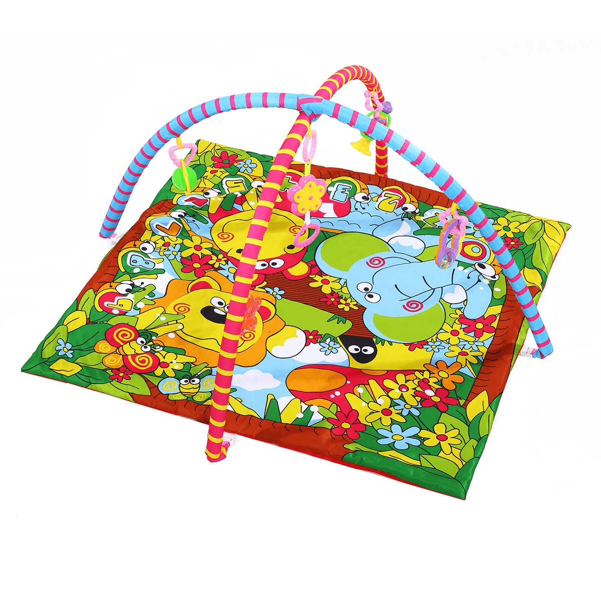 Baby Music Crawling Carpet Blanket Pad Fitness Gym Square Animal Mat Hanging Toy