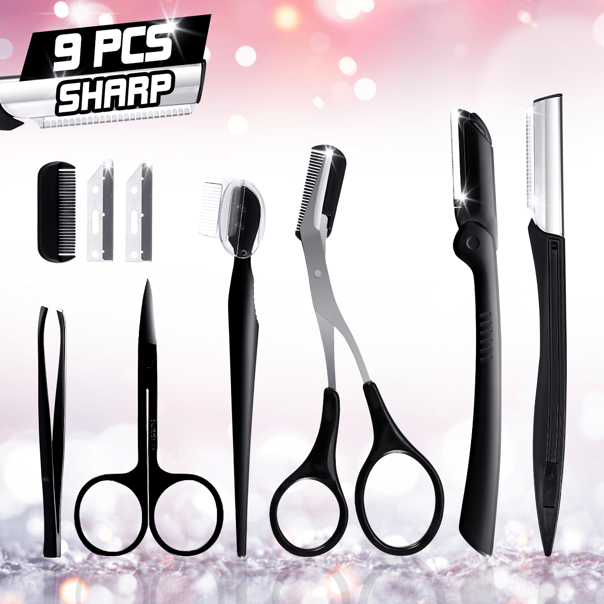 6Pcs Manual Eyebrow Trimming Tool Set Black