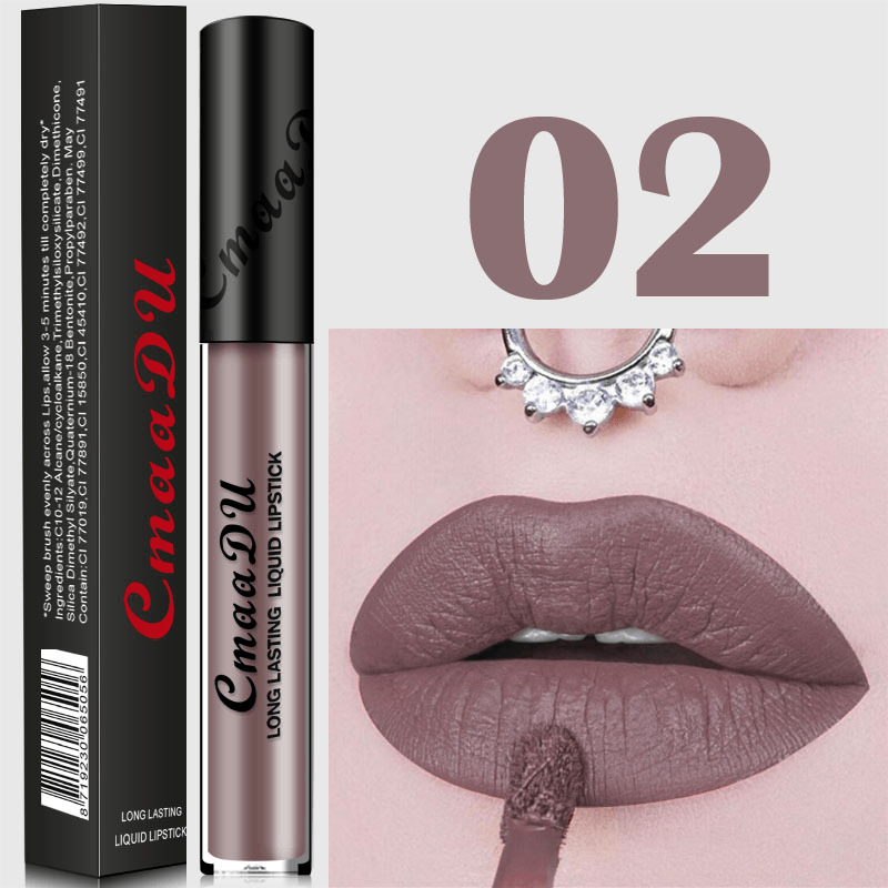 Cmaadu Metal Mate Brillo de labios Maquillaje Lápiz labial Lentejuelas sexy Impermeable Cosmético azul de larga duración