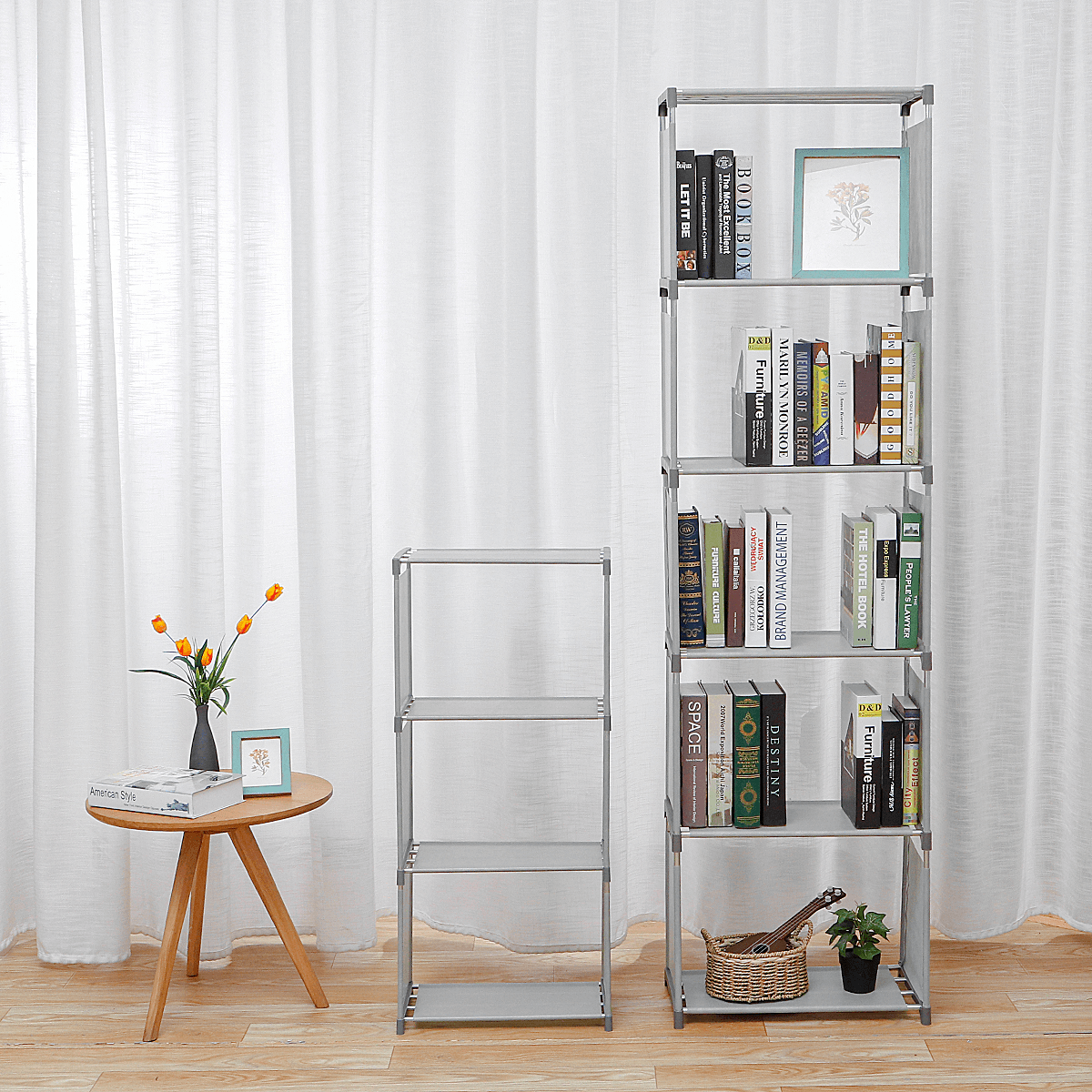 4/6 Tiers Cube Bookshelf Storage Shelves Standing Cabinet Display Rack Organizer for Home Office Living Room