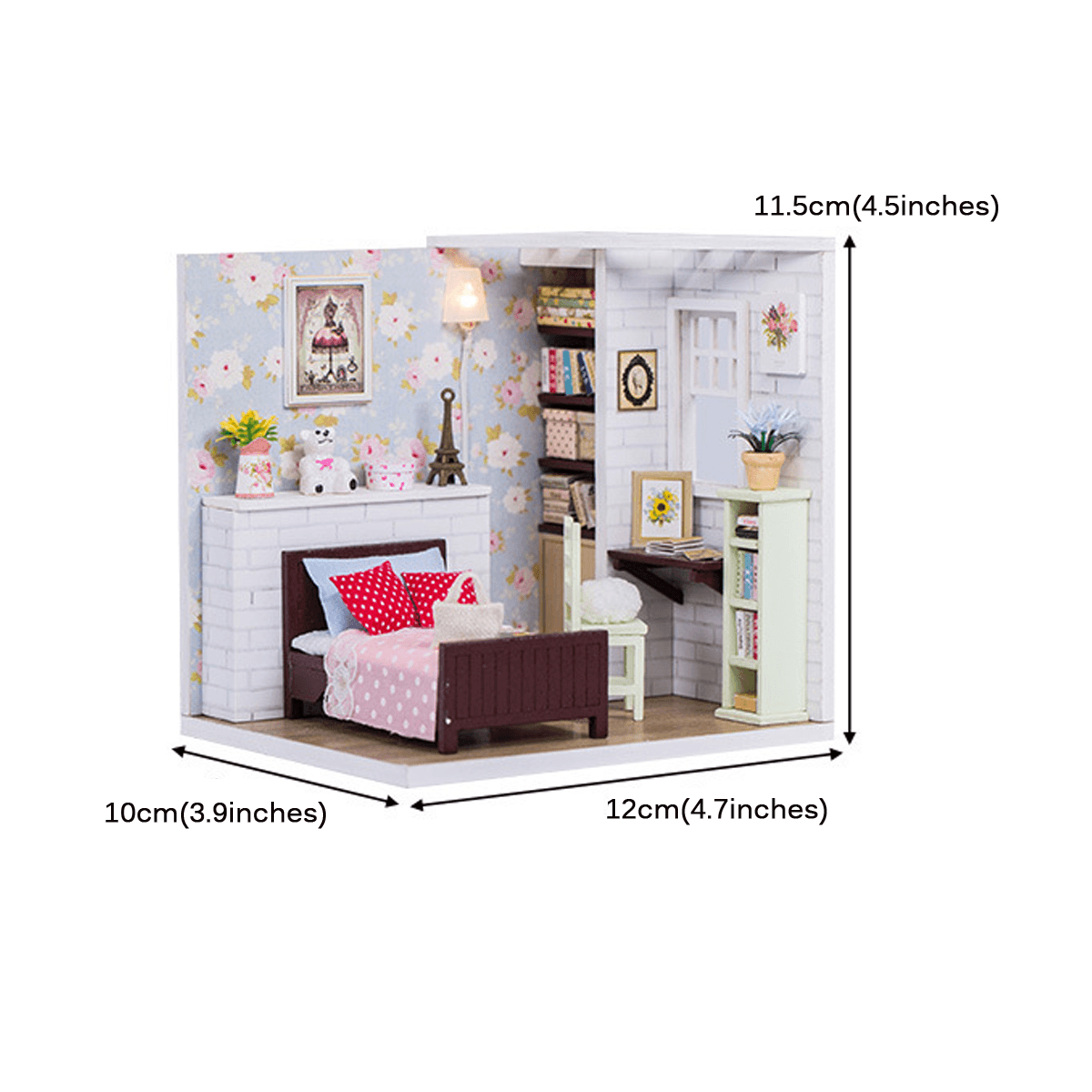 Wooden 3D DIY Handmade Assemble Doll House Miniature Kit with Furniture LED Light Education Toy for Kids Gift Collection