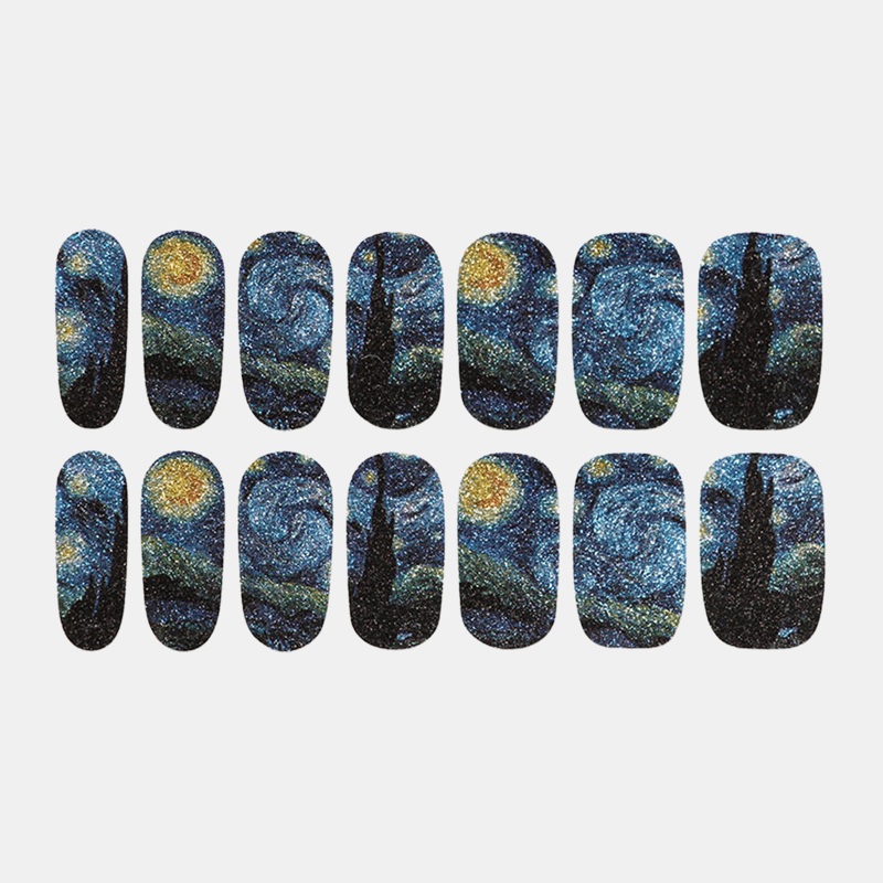 14Pcs Star Painted Glitter Nail Stickers