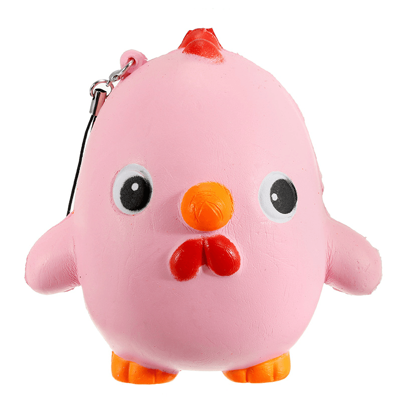 Squishy Pink Chicken Jumbo 10Cm Slow Rising Collection Gift Decor Soft Toy Phone Bag Strap