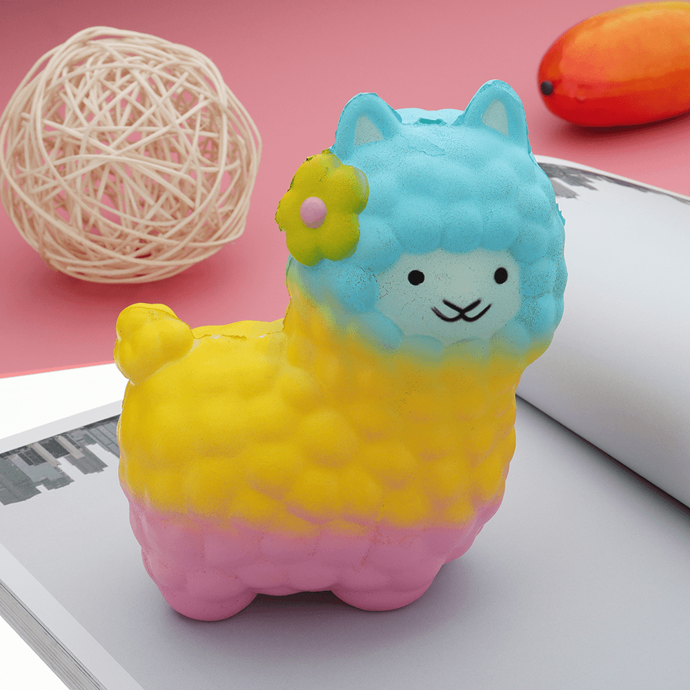 Alpacas coloridas Squishy 18 * 14 CM Colección de crecimiento lento Regalo Juguete suave