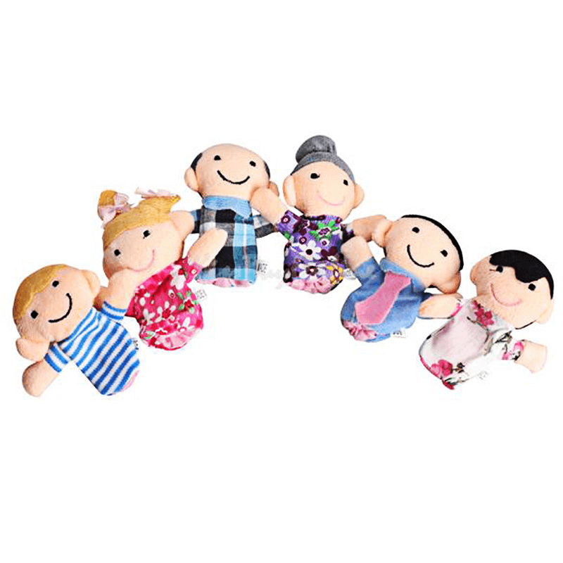 6 Pcs/Lot Stuffed Plush Toy Family Finger Puppets Set Boys Girls Educational Hand Toy Bedtime Story