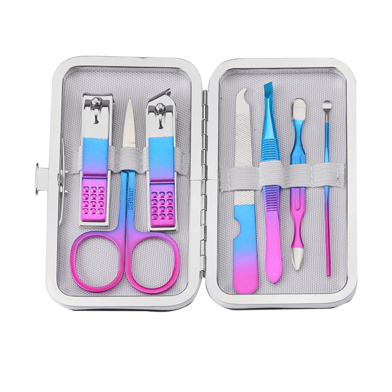 7/10/12/15Pcs TSLM2 Titanium Colorful Nail Clippers Set Professional Scissors Suit No Hurt Trimmer Grooming Manicure Cutter Kit