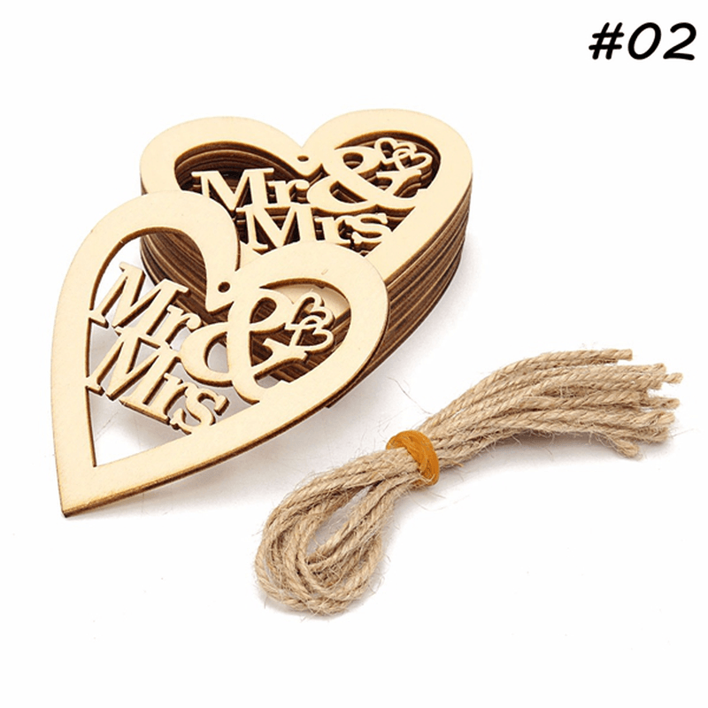 10Pcs Wooden Laser Cut Heart Shapes Craft Embellishments Decoration Wedding Favors