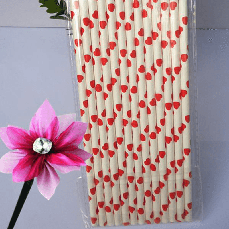 25Pcs Paper Straws for Birthday Wedding Decoration Party Straws Supply Creative Paper Drinking Straw