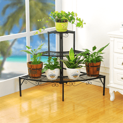 3 Tiers Metal Corner Flower Pots Rack Plant Shelf Step Ladder Display Stair Rack Home Office Decorations Stand