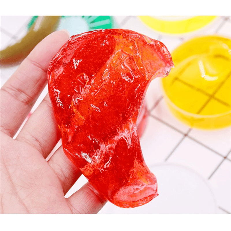 6PCS Crystal Fruit Slime 6X2Cm DIY Clay Rubber Mud Intelligent Hand Gum Plasticine Toy Gift