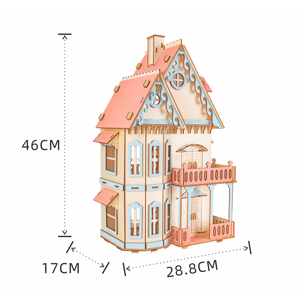 3D-Holzsimulations-Montagegebäudemodell, gotisches Haus/Traumvilla/St.-Vasey-Kirche für Kinderspielzeug