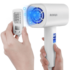 AIHUI Tragbarer Haartrockner, 220 V, 1800 W, intelligente Frequenzumwandlung, Wind, intelligentes LCD-Display, weiß, 3 in 1, 50 Hz, blau, Negativ-Ionen-Friseursalon, Zuhause, Reisen