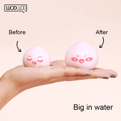 3PCS/SET Makeup Puff Sponge by WODWOD Pink Color Peach Shape with Smile Printing Wet Dry Use Maekup Water Drop Sponge