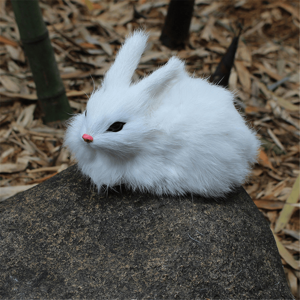 Lifelike Rabbit Crouching Animals Models Handmade Realistic Dolls Stuffed Plush Toy