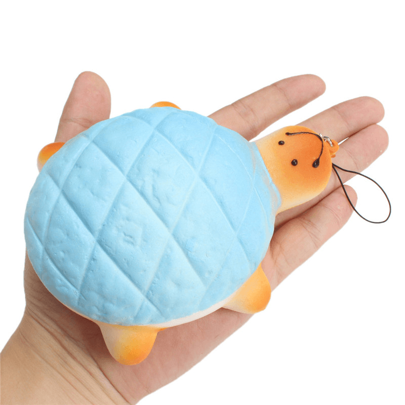 13 cm weiche Kawaii süße kleine Schildkröte Telefon Brot Brötchen Squishy Charms mit Seil zufällige Farbe