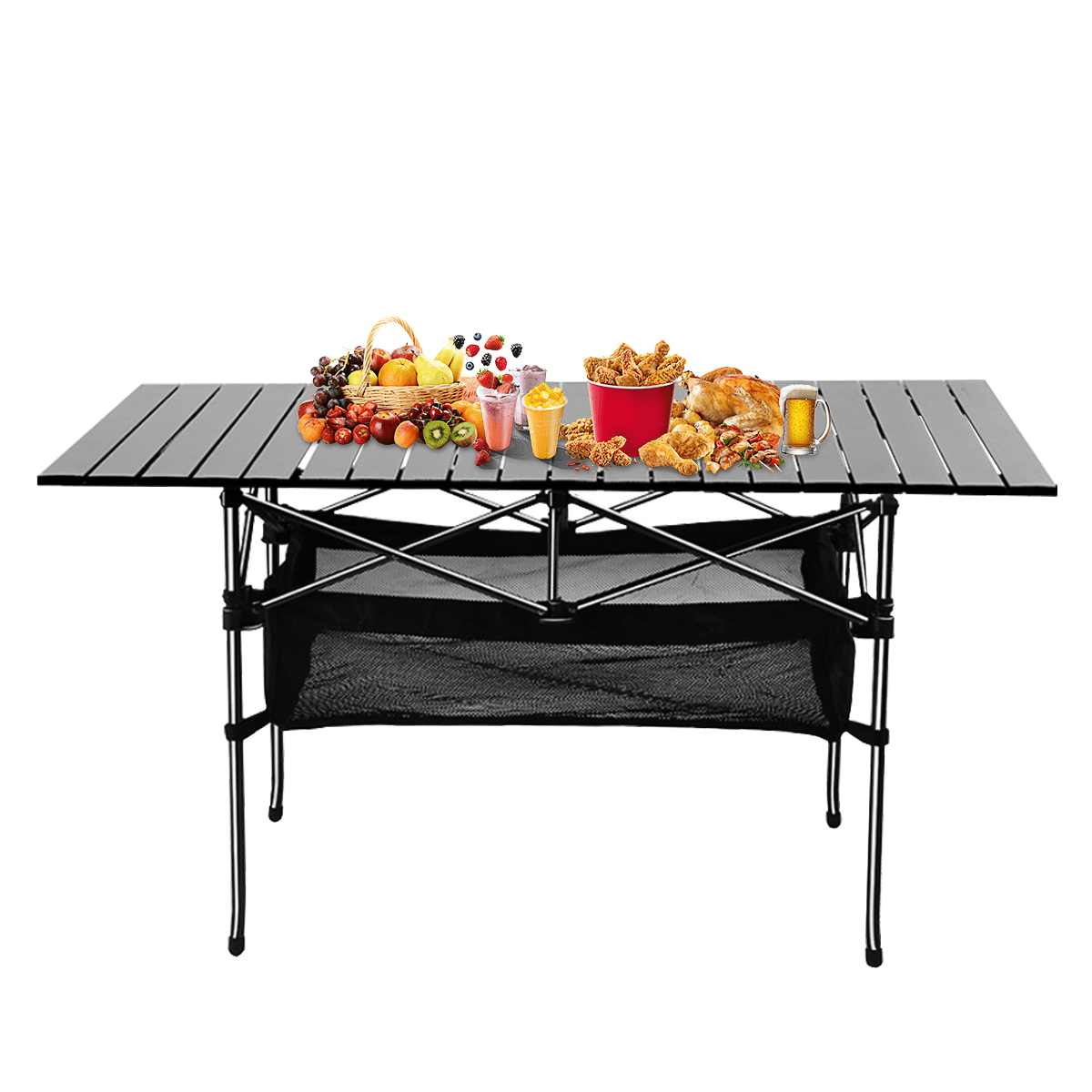 37X21.7X19.7 Inch Aluminium Aolly Folding Portable Picnictable Outdoor Camping BBQ Party with Net Bag