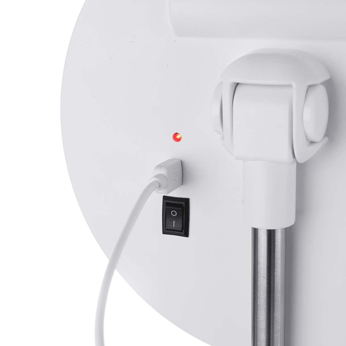 GLIME Espejos circulares blancos Lámpara Batería de 1200 Ma con lupa 5X Interruptor táctil Ajuste de temperatura de tres colores Distribución de atenuación sin polar Cable USB