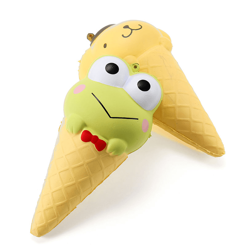 Yunxin Squishy Ice Cream Cone Cartoon Frog Pudding Puppy Cute Collection Gift Decor Soft Toy