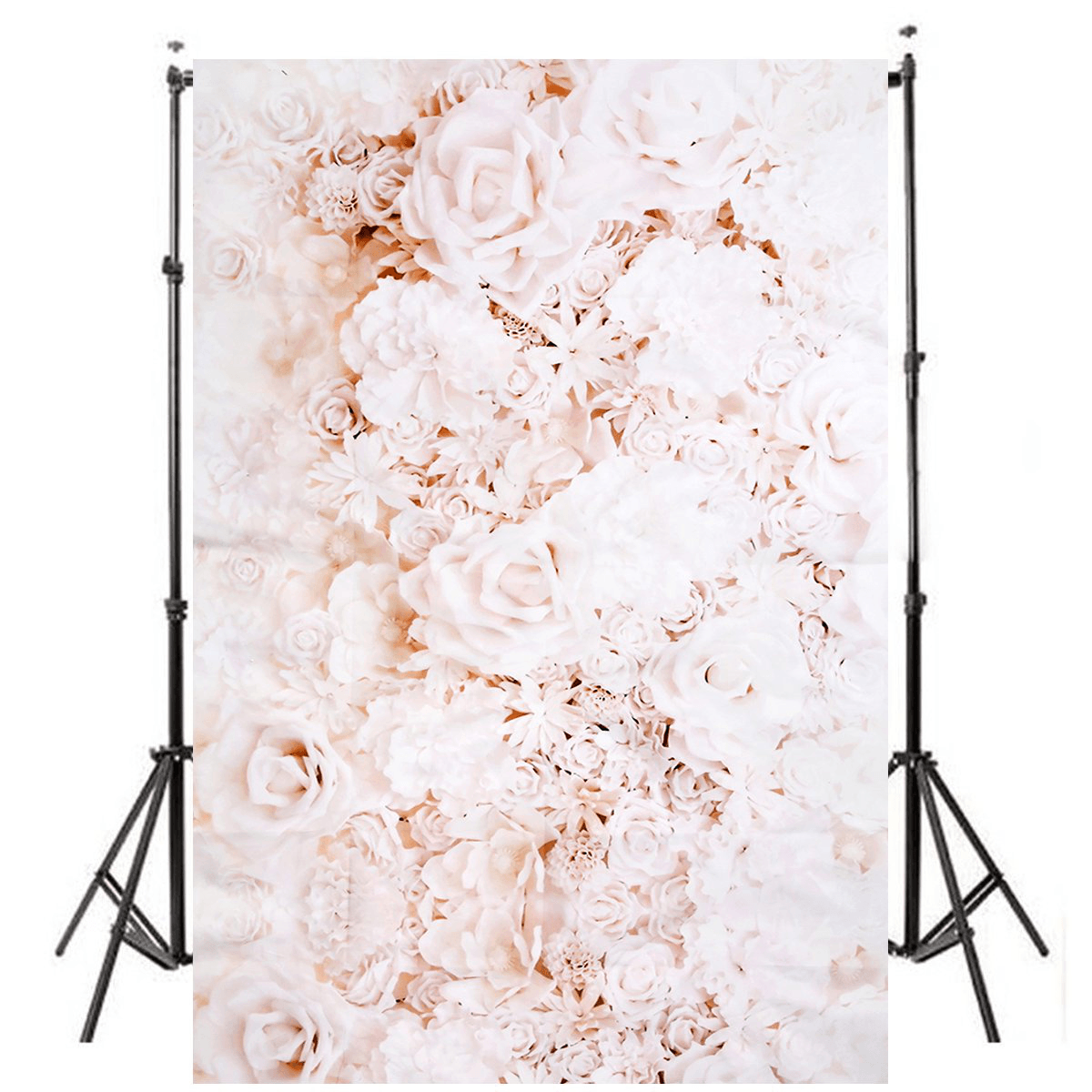 3X5Ft 4X5Ft Wall White Rose Flower Vinyl Photography Background Backdrop Photo Studio Prop