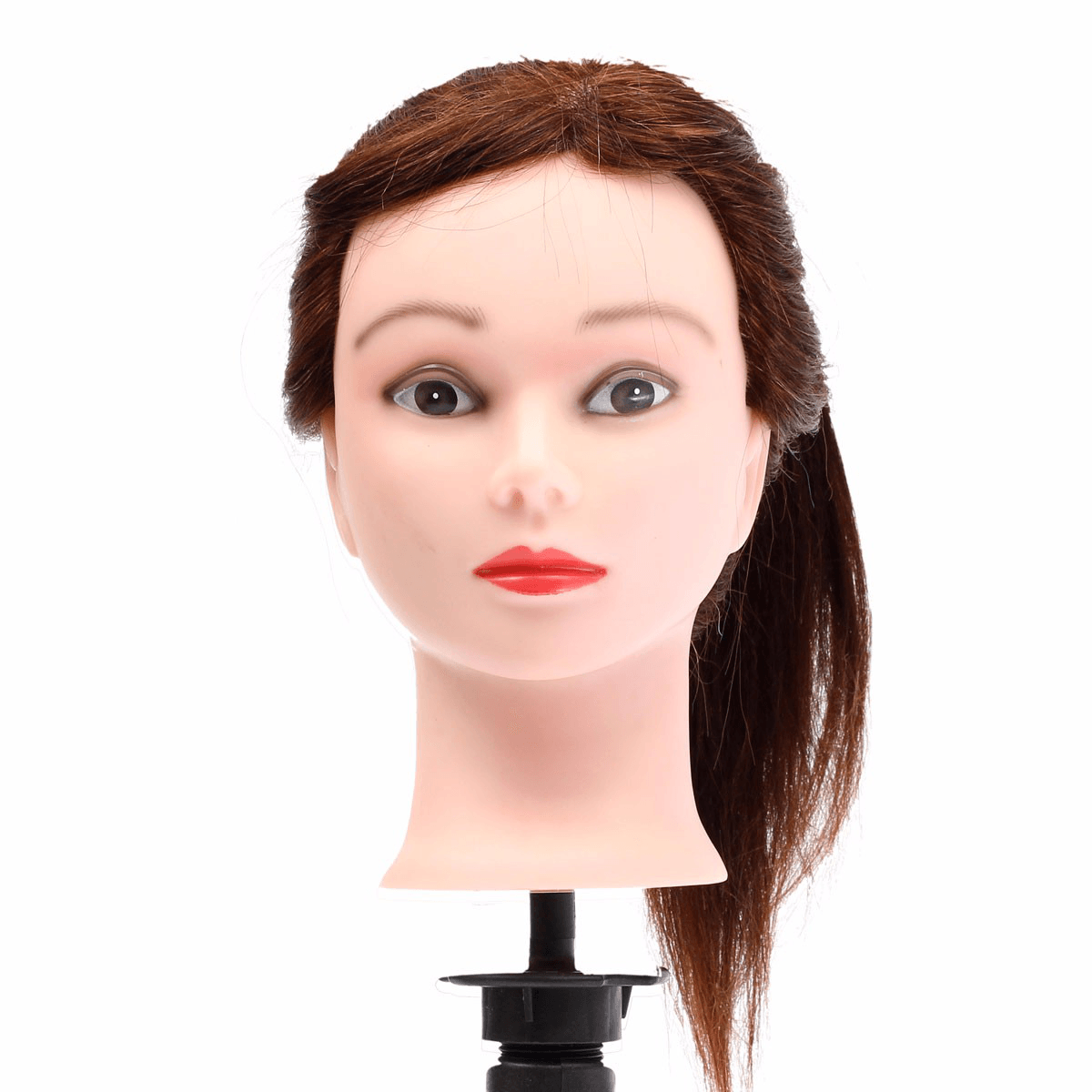 20" Braun 90 % Echthaar Friseur-Trainingskopf Schaufensterpuppe Modell Flechten Praxis Salon Klemme