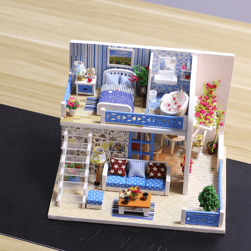 Iiecreate K-019 Helen the Other Shore DIY Dollhouse with Furniture Light Music Cover Gift House Toy