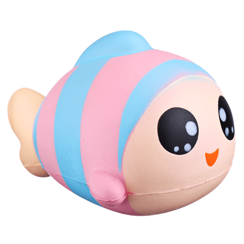 Sanqi Elan 13 cm großes, langsam steigendes Regenbogenfisch-Squishy-Spielzeug mit Originalverpackung