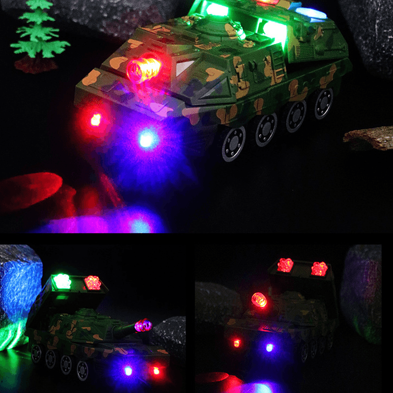 Electric Acousto-Optic Universal Wheel Transform Armed Vehicle Model with LED Lights Music Diecast Toy for Kids Gift