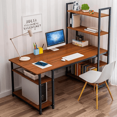 Computer Desktop Desk Simple Desk with Bookshelf Combination One Table Student Simple Home Double Writing Desk for Home Office