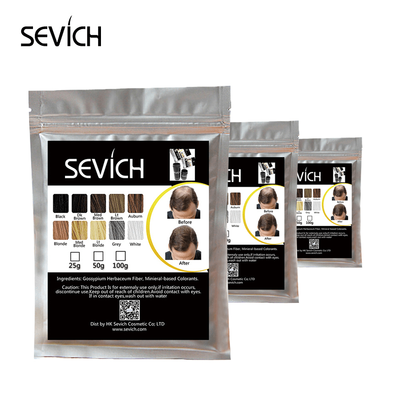 Sevich 50G Fibras para la construcción del cabello Producto corrector para la caída del cabello Extensión del cabello Polvo de fibra de queratina Crecimiento para el cuidado del cabello