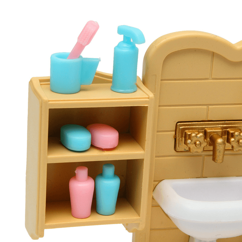 DIY Miniatures Bedroom Bathroom Furniture Sets for Sylvanian Family Dollhouse Accessories Toys Gift