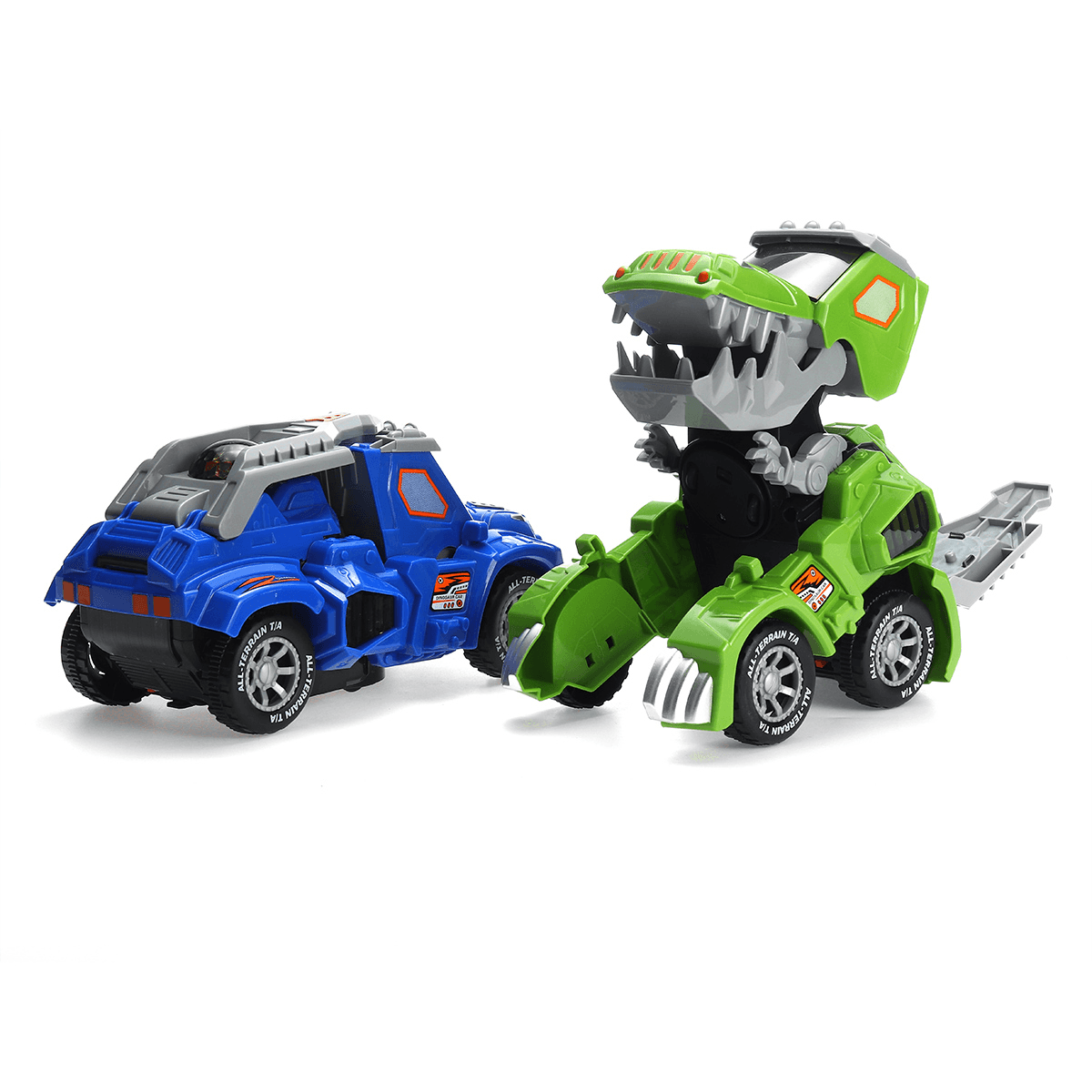 Electric Deform Dinosaur Automatically Turn Car Toy with Music Flashing LED Lights for Kids Gift Collection