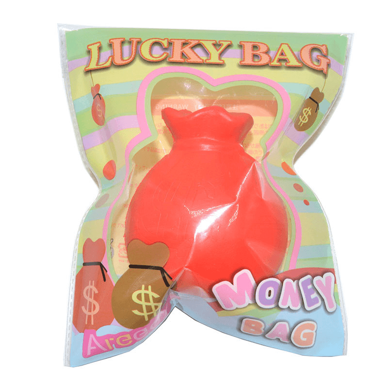 Areedy Squishy Fortune Money Lucky Bag Neujahrsgeschenk 9 cm lizenziertes langsam steigendes Originalverpackungsspielzeug