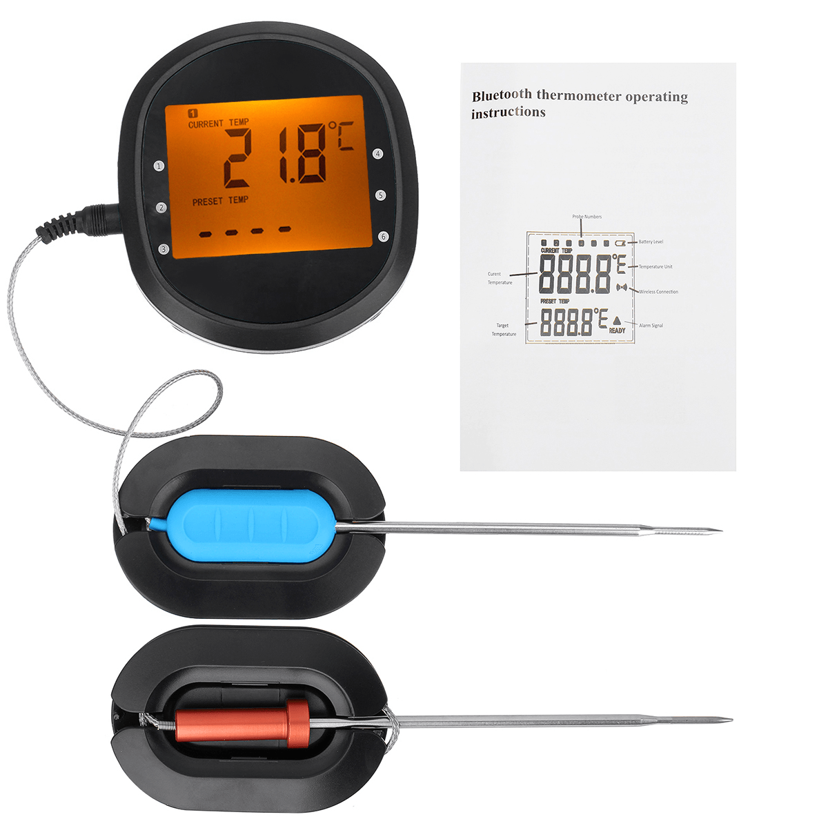 Termómetro de cocina Bluetooth Inalámbrico Remoto Cocina Thermomertoven Grill BBQ