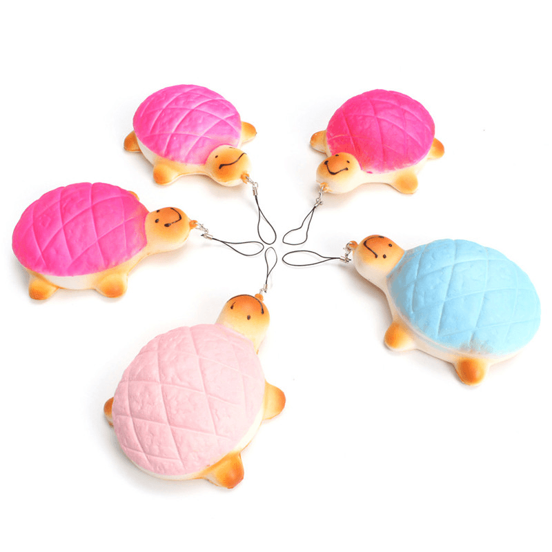 13 cm weiche Kawaii süße kleine Schildkröte Telefon Brot Brötchen Squishy Charms mit Seil zufällige Farbe