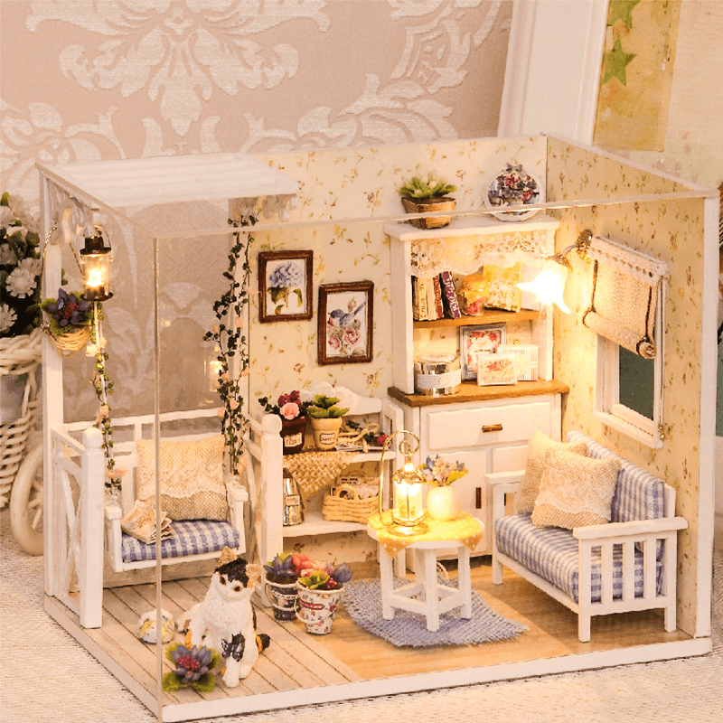 Cuteroom 3013 Cat Diary Doll House DIY Cabin with Dust Cover Music Motor