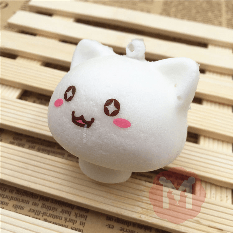 Squishy Toys Mushroom Cat Kawaii Cartoon Cute Face Decor Bag Cell Phone Straps