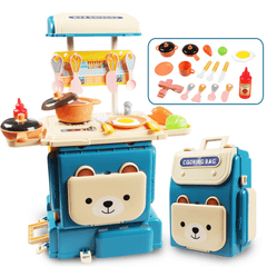 Simulation Lovely Deformation Dual Mode Switching School Bag Kitchen Cooking Model Set Play House Magic Bag Puzzle Toy for Kids Gift