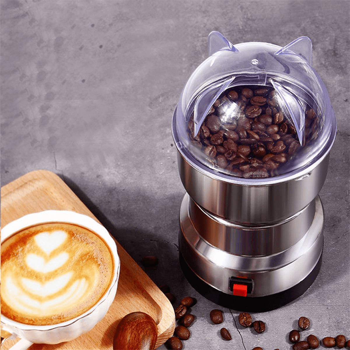 500W Electric Dry Grinder Stainless Steel Coffee Bean Nut Spice Grinding Blender Push Button Control