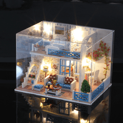 Iiecreate K-019 Helen the Other Shore DIY Dollhouse with Furniture Light Music Cover Gift House Toy