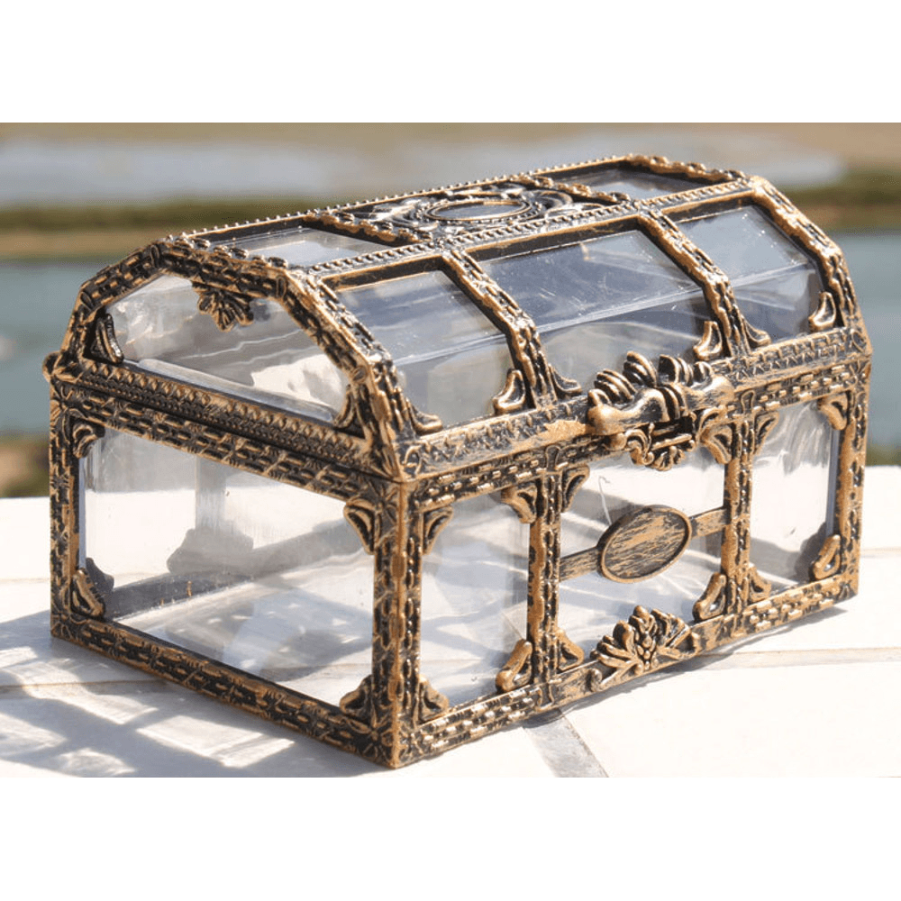 Pirate Transparent Treasure Box Simulation Crystal Jewel Box Plastic Box Pirate Scene Decoration Props Transparent Storage Box