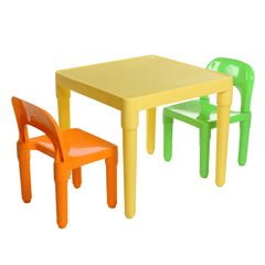 Childrens Plastic Table and Chair Set Square Learning Desk for Home Learning Desk Writing Homework Chair Combination