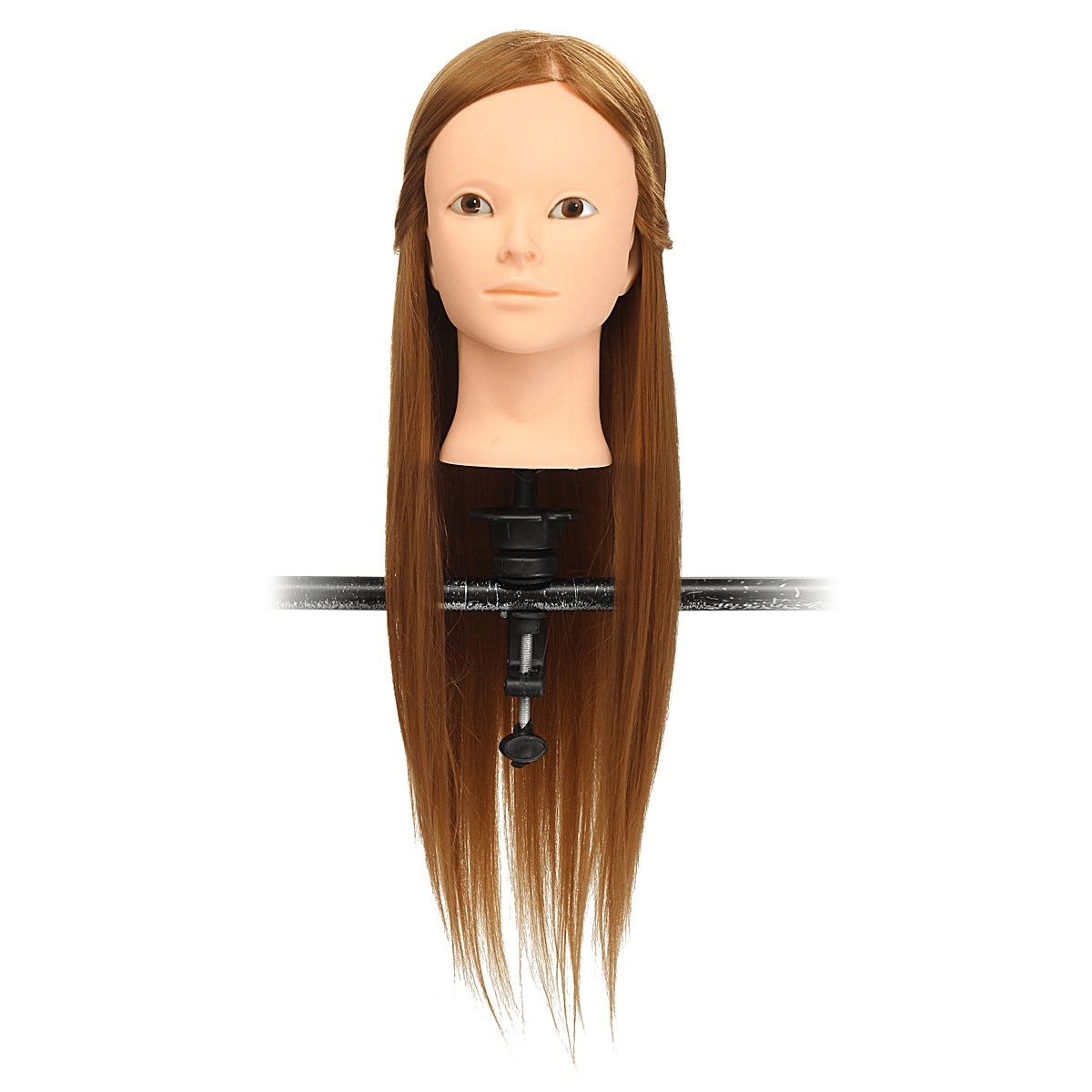 24'' Hairdressing Human Hair Practice Makeup Training Mannequin Head with Clamp