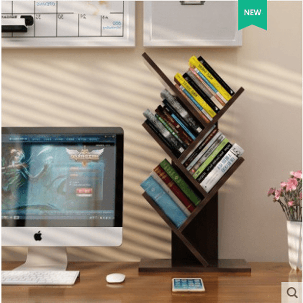 Creative Color Storage Shelf 3 Layers Tree-Shaped Bookshelf Simple Shelf Desk Storage Rack for Home Office