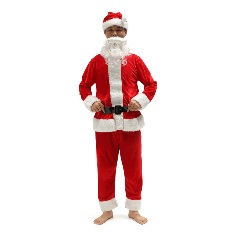 Traje rojo de Papá Noel para hombre, traje de Navidad, tamaño rojo, Cosplay