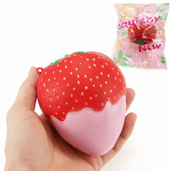 Yunxin Squishy Strawberry with Jam Jumbo 10Cm Soft Slow Rising with Packaging Collection Gift Decor